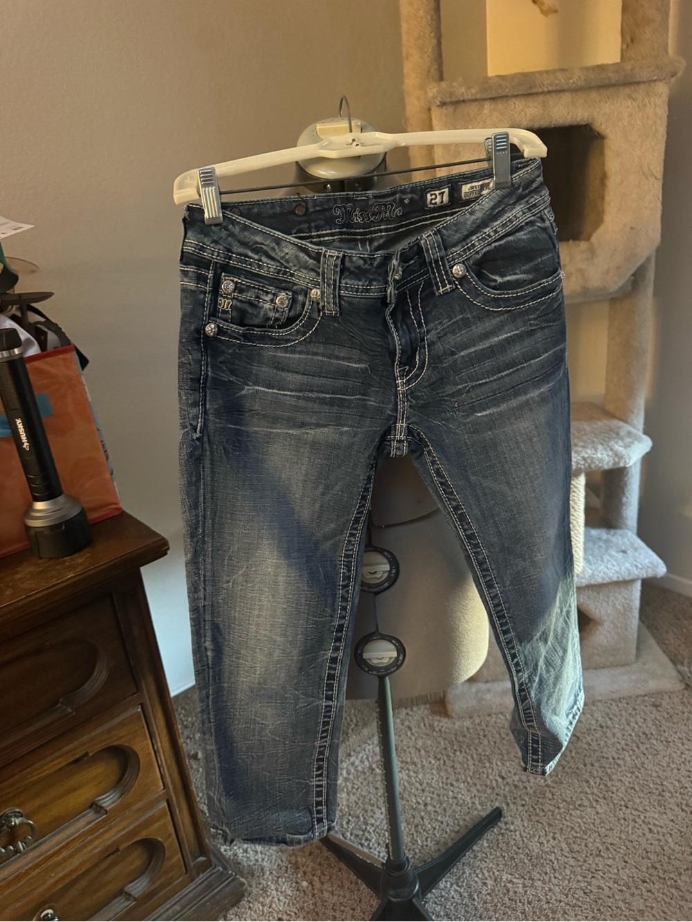 Miss Me Womens Denim Cuffed Capri Size 27